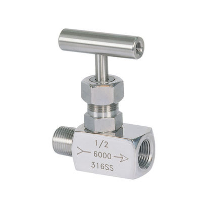 SS316 Steel Needle Valve 6000PSI Dengan Shutoff / Pengaturan