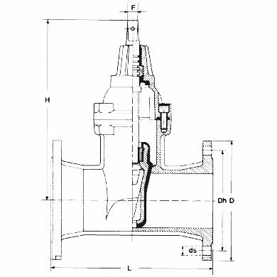 PN16 DN65 Ductile Iron Fitting Gate Valve Pasokan Air BS Flens