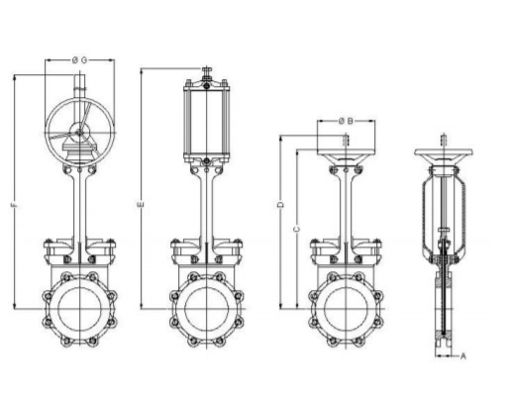 COVNA 4 inci Industri Pisau Gate Valve Baja tahan karat Roda Handle Pisau Gate Valve ANSI Slurry Knife Gate Valve