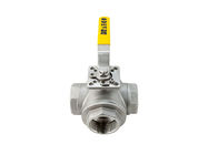 Stainless Steel 1/2 &quot;- 4&quot; 3 Way T Type Internal Thread Manual Dioperasikan Mounting Pad Flanged Welding Ball Valves