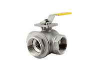 Stainless Steel 1/2 &quot;- 4&quot; 3 Way T Type Internal Thread Manual Dioperasikan Mounting Pad Flanged Welding Ball Valves