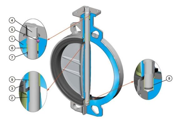 316SS Disc 410SS Stem Wafer Butterfly Valve DN100 Dual Drilled Cast Iron Body